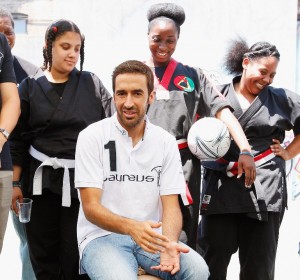 NEW YORK, NY - JUNE 14: New York Cosmos player and Laureus ambassador Raul has a Q&A with members of the Laureus Foundation Fight Back Project during the Laureus- New York Project Visit at the Mary Mitchell Family & Youth Center in The Bronx on June 14, 2015 in New York City.   Andy Marlin/Getty Images for Laureus/AFP