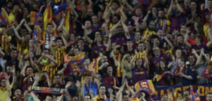 Barcelona's Lionel Messi celebrates after scoring the opening goal during the final of the Copa del Rey soccer match between FC Barcelona and Athletic Bilbao at the Camp Nou stadium in Barcelona, Spain, Saturday, May 30, 2015. (AP Photo/Emilio Morenatti)