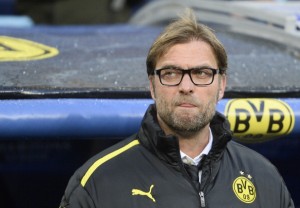 Dortmund's head coach Juergen Klopp looks on during the UEFA Champions League semi-final second leg football match Real Madrid CF vs Borussia Dortmund at the Santiago Bernabeu stadium in Madrid on April 30, 2013.  AFP PHOTO / PIERRE-PHILIPPE MARCOU        (Photo credit should read PIERRE-PHILIPPE MARCOU/AFP/Getty Images)